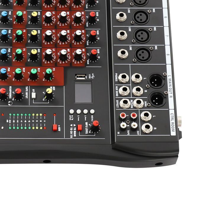 Mesa de mistura profissional de 8 canais para DJ - Console de controlo - Mixer de áudio - Mesa de DJ - Conexão USB Bluetooth