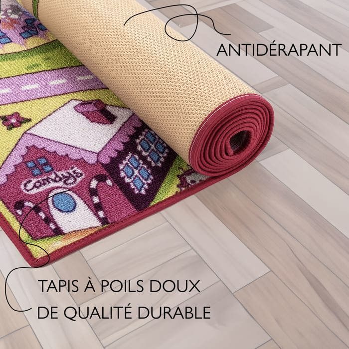 Kinderspeelmat 95x133cm, Sweet Town - Autobaanmat - Wasbaar - Antislip - Carpet Studio