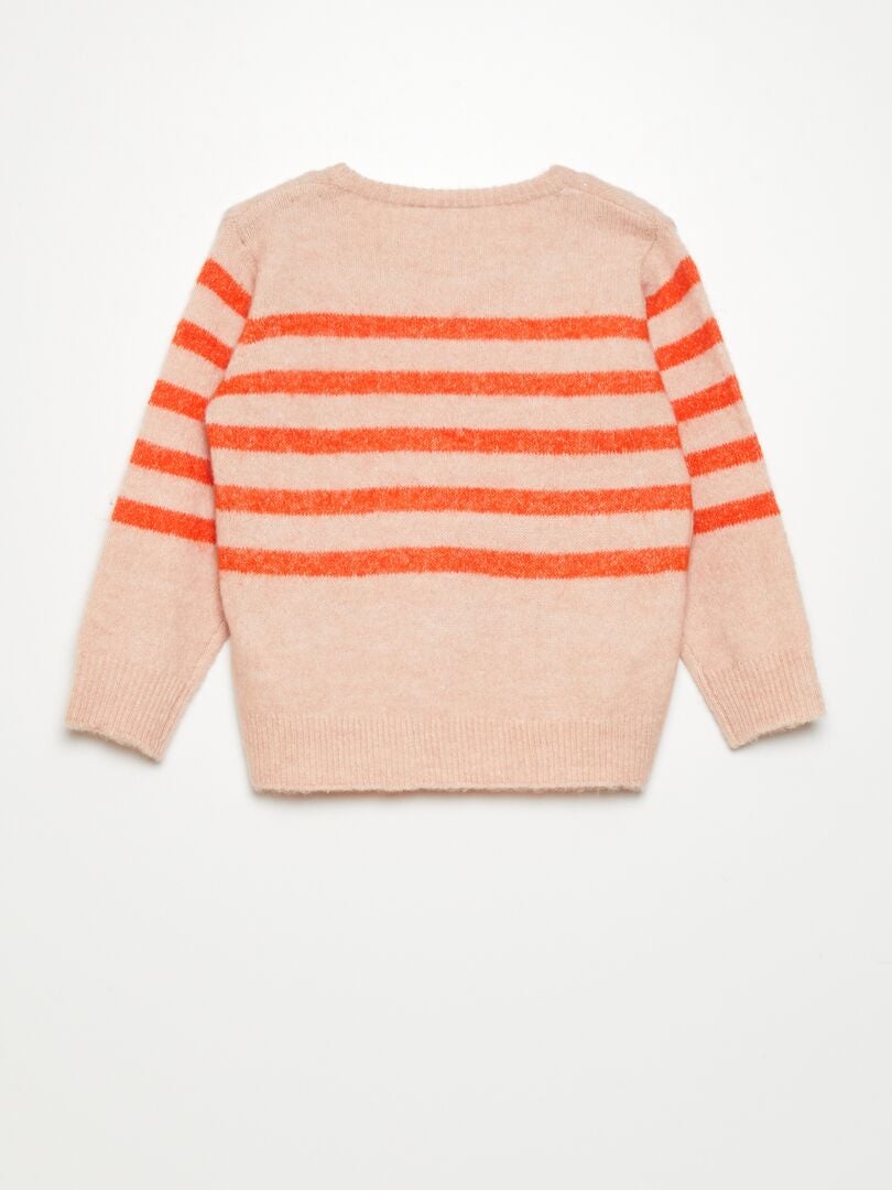Sweter w paski - RÓŻOWY