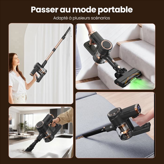 Lamzien V8 Max Cordless Stick Vacuum Cleaner - 45000PA/45min - Efficient Filtration - 3 Modes - Anti-Tangle - Green Light