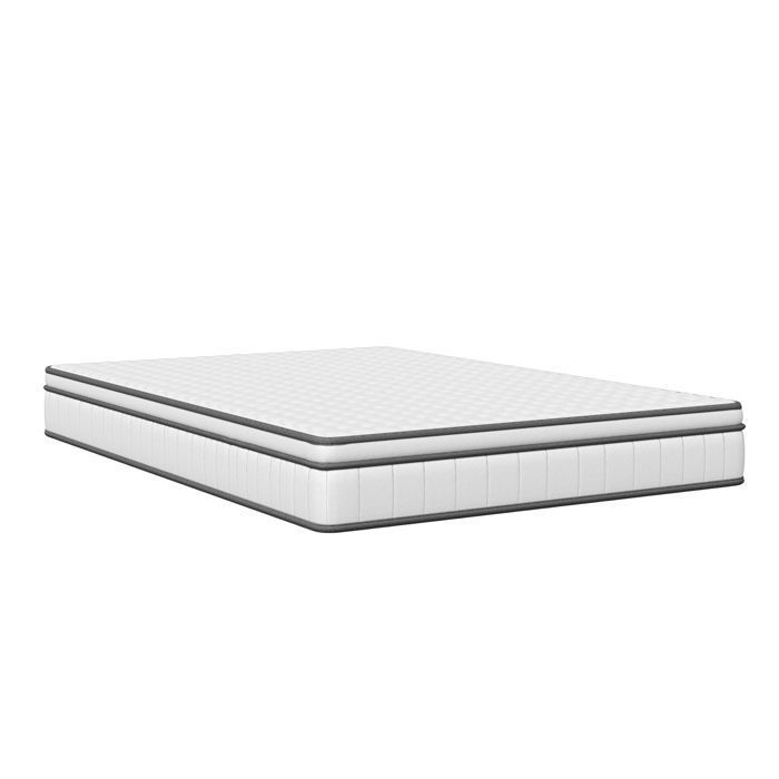 Matelas 90x200 cm, 25 cm, Hybride à ressorts ensachés, Mémoire de forme, Confort moyen, Respirant 3D, Design ergonomique,