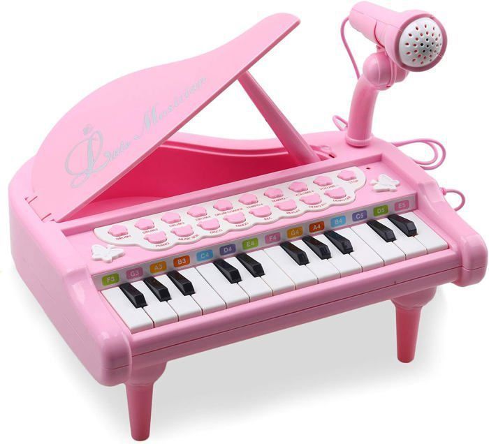 Children's Piano for 2-Year-Olds, Baby Piano for 1, 2, and 3-Year-Olds, Children's Musical Toy Piano with Microphone for Girls and Boys - 24 Pink Keys