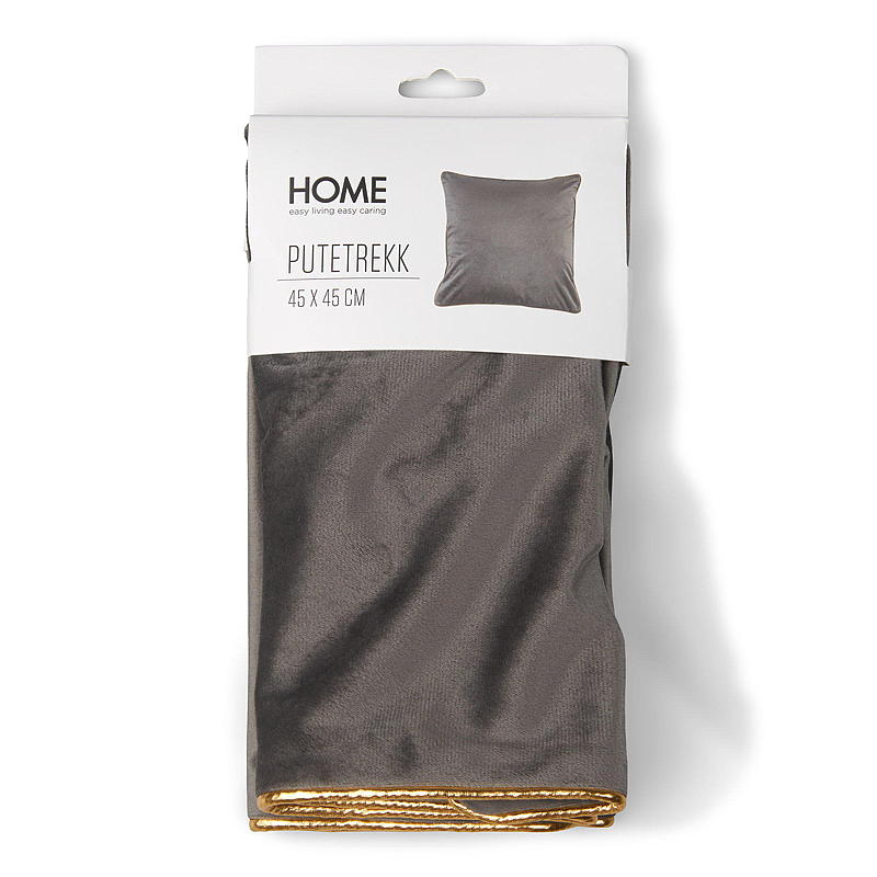 Sierkussenhoes 45x45 cm grijs met gouden rand