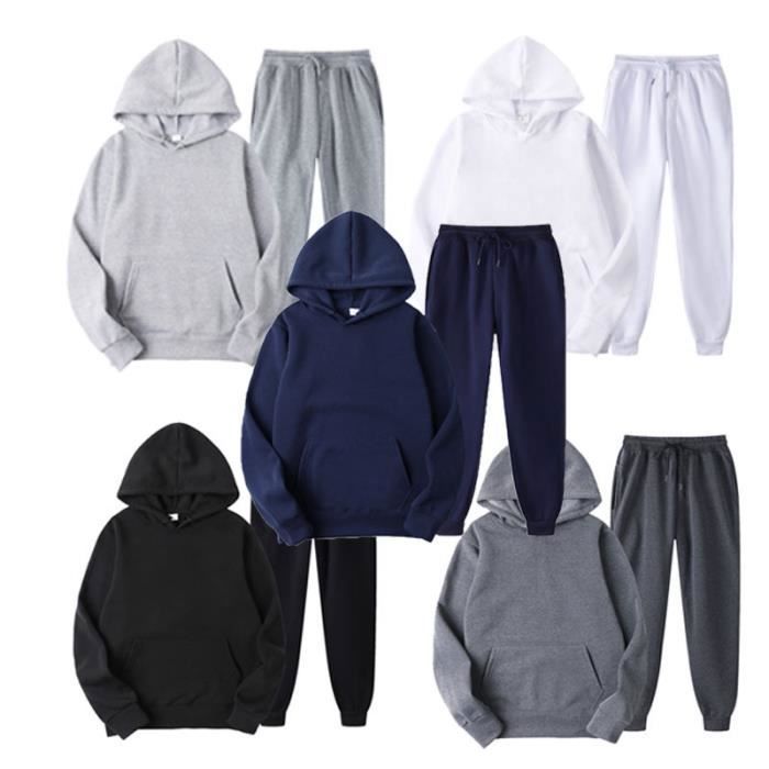 Conjunto deportivo de 2 piezas para hombre, ropa deportiva masculina, sudadera con capucha y pantalón de chándal - Azul marino