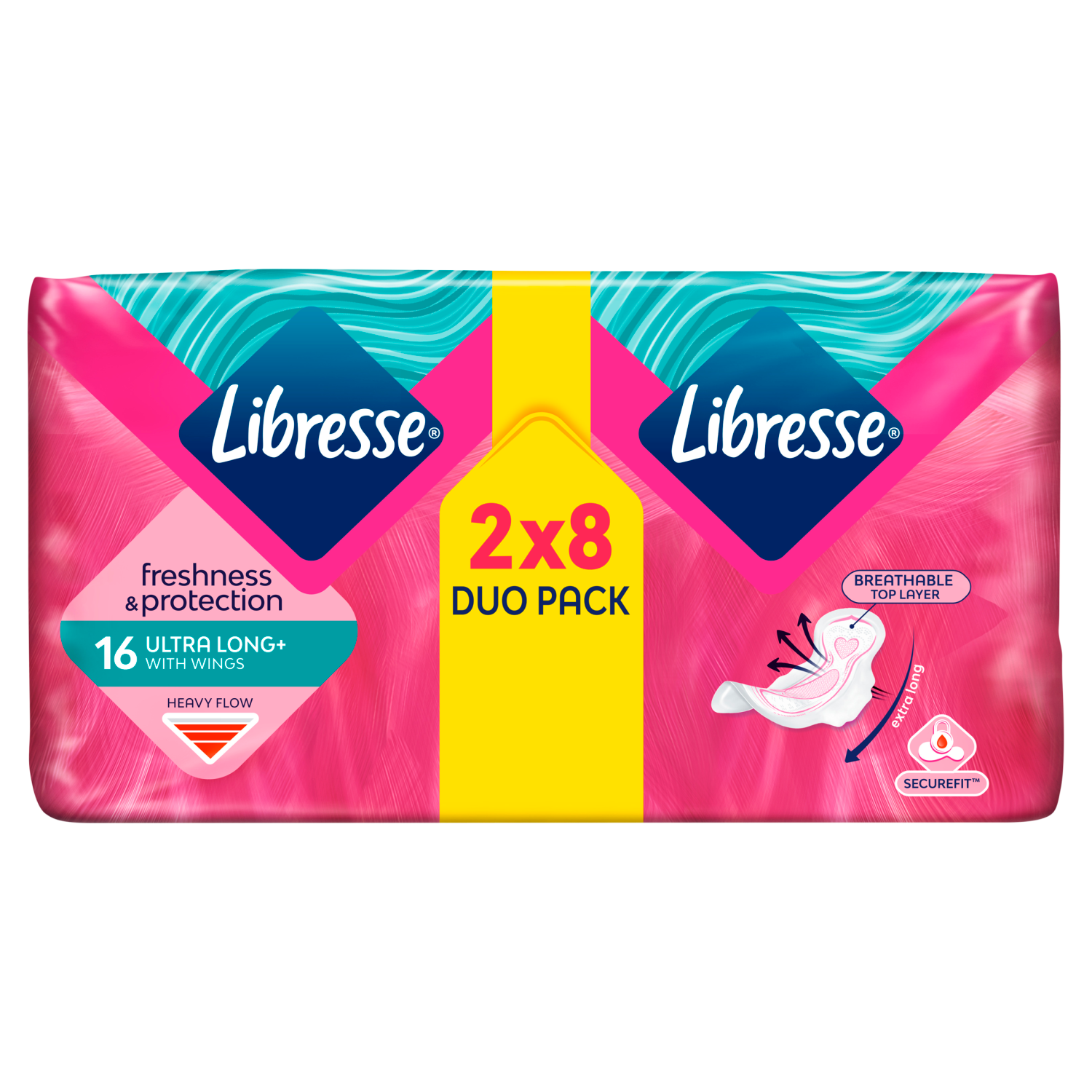 Serviettes hygiéniques Libresse, 2 x 8 pièces, ultra-minces