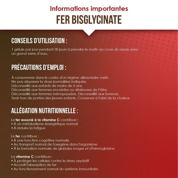 Bisglicinato de hierro – Energía e inmunidad, 30 cápsulas, complemento alimenticio, Vindi Nutrity