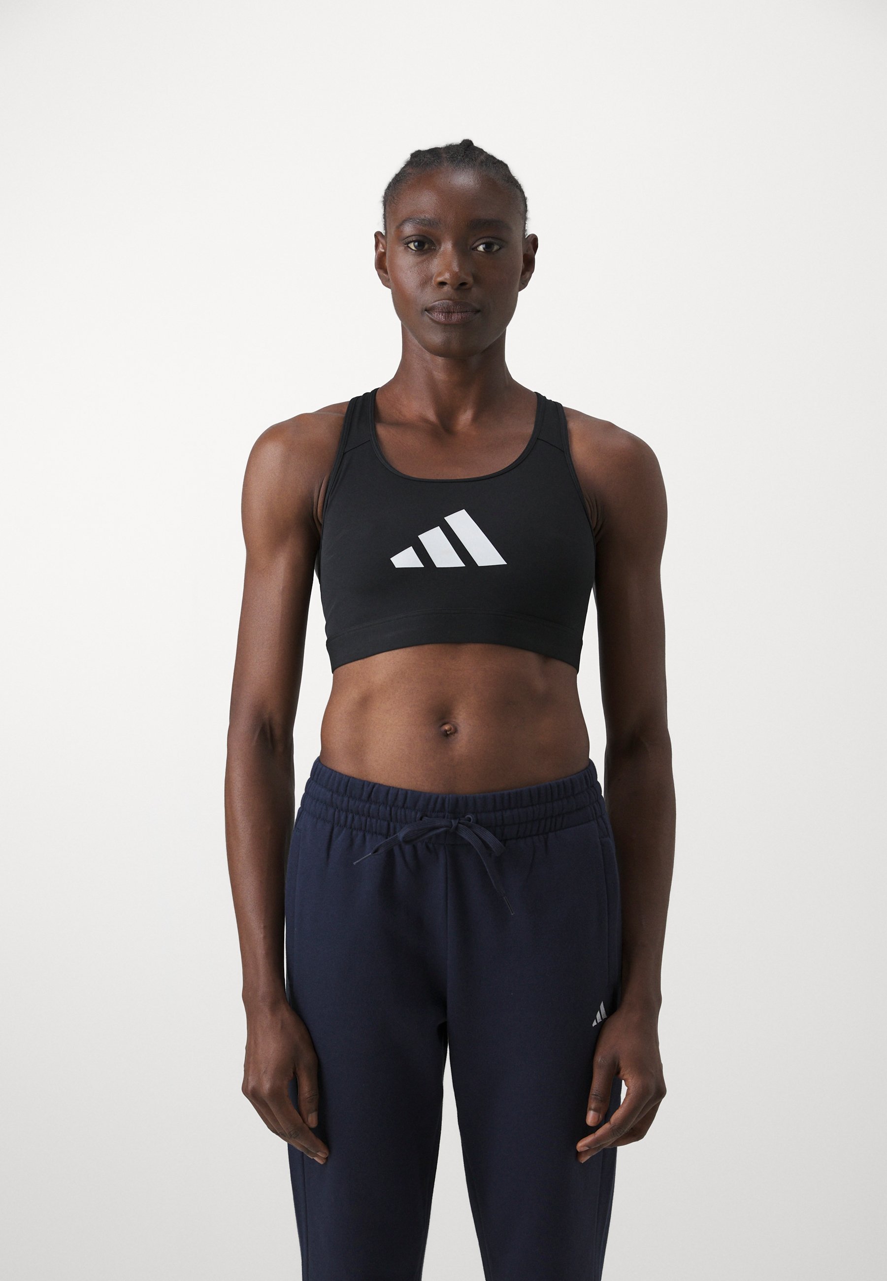 adidas Performance POWERREACT BIG LOGO GRAPHIC BRA - Sportbeha met lichte ondersteuning - zwart