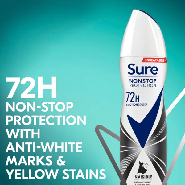 Desodorante antitranspirante Sure en aerosol Nonstop Inv B&W 150 ml