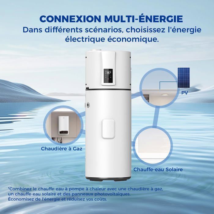 Vertical Heat Pump Water Heater - 185 L - R290 Refrigerant - Ideal for hotels, outdoor use, etc. - Wi-Fi enabled - Solar compatible