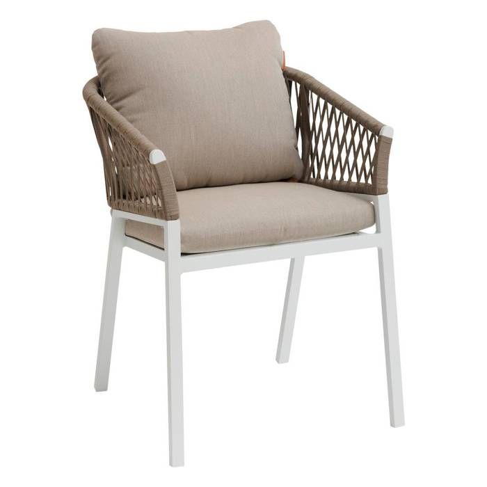 Set aus 2 Gartenstühlen „Oriengo“ in Taupe und Weiß aus Aluminium und Netzgewebe – Hespéride