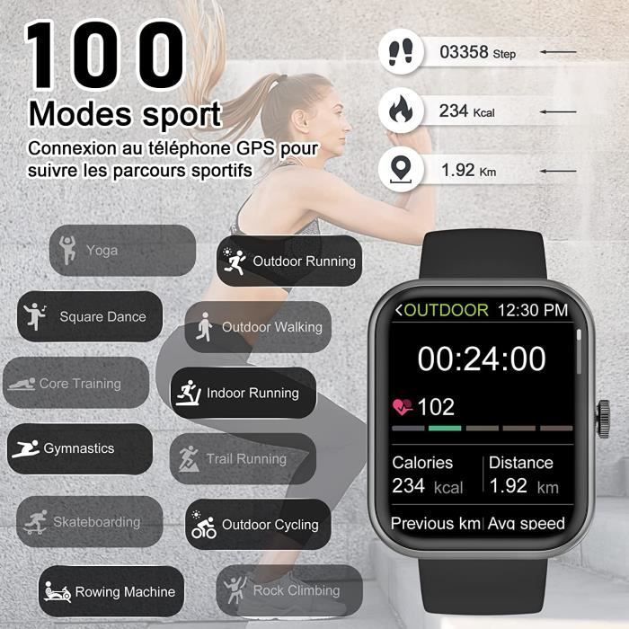 Blackview W20 Men's Smartwatch with Bluetooth Calling, Heart Rate Activity Tracker with SpO2, 100+ Training Modes