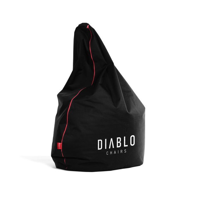 Puf de jogos Diablo XXL com enchimento para adultos com contas de poliéster EPS, 110 cm x 100 cm (preto)