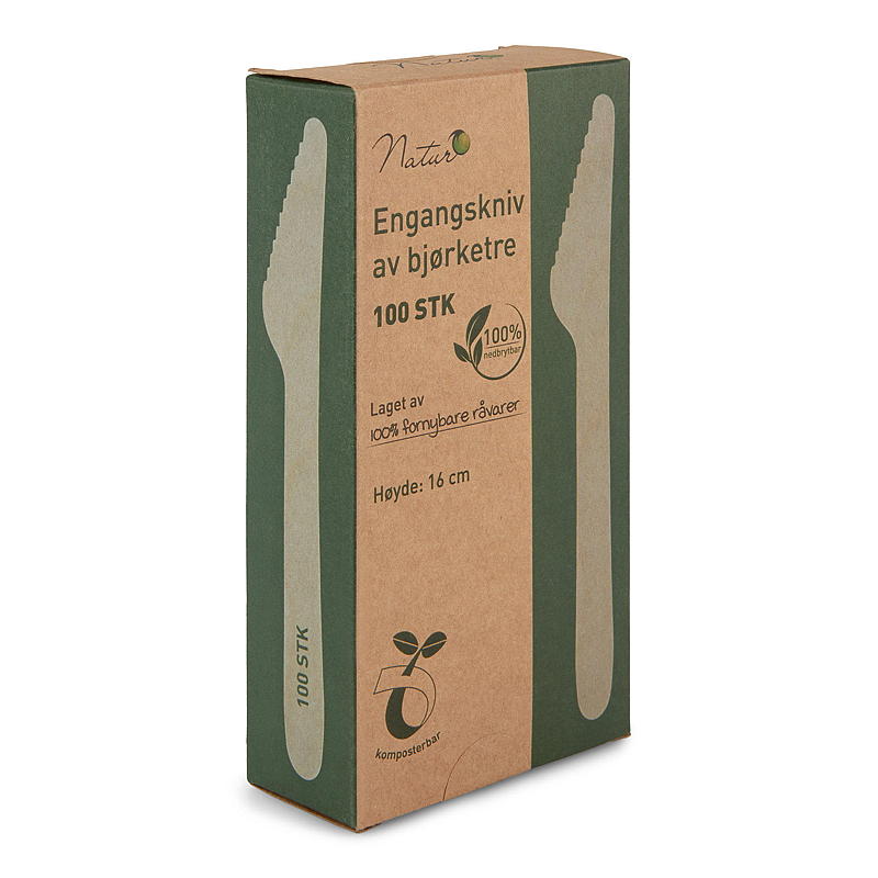 Nature engångsknivar 100-pack, tillverkade av trä