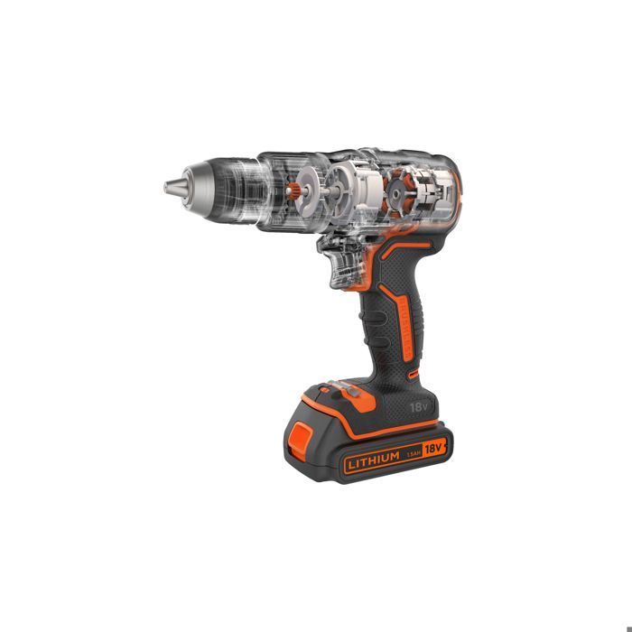 BLACK+DECKER 18V Cordless Hammer Drill + 2 Batteries (2.5Ah and 4Ah) + 50 Accessories + Storage Bag - BL188ME2SA-QW