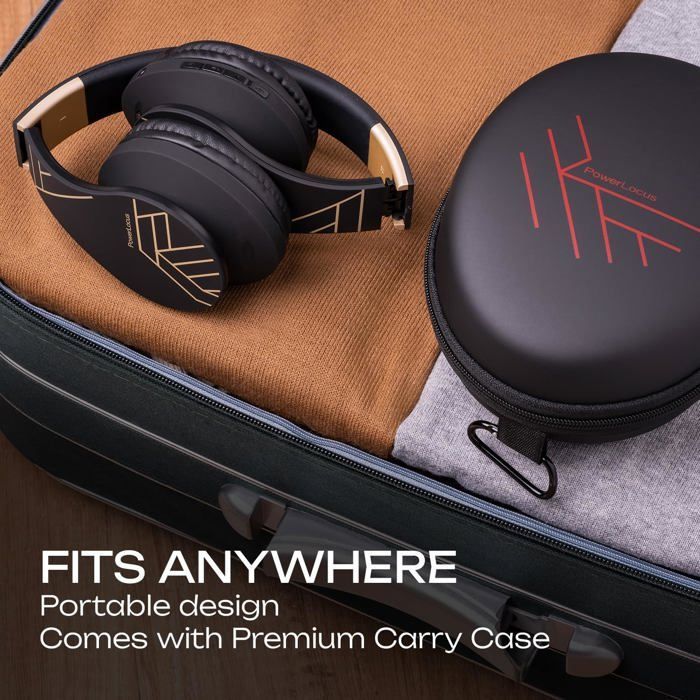 Auriculares Bluetooth supraaurales, estéreo HD, modo Micro SD/TF, radio FM, plegables, con estuche de transporte, se conectan a 2 dispositivos (iPhone/PC).