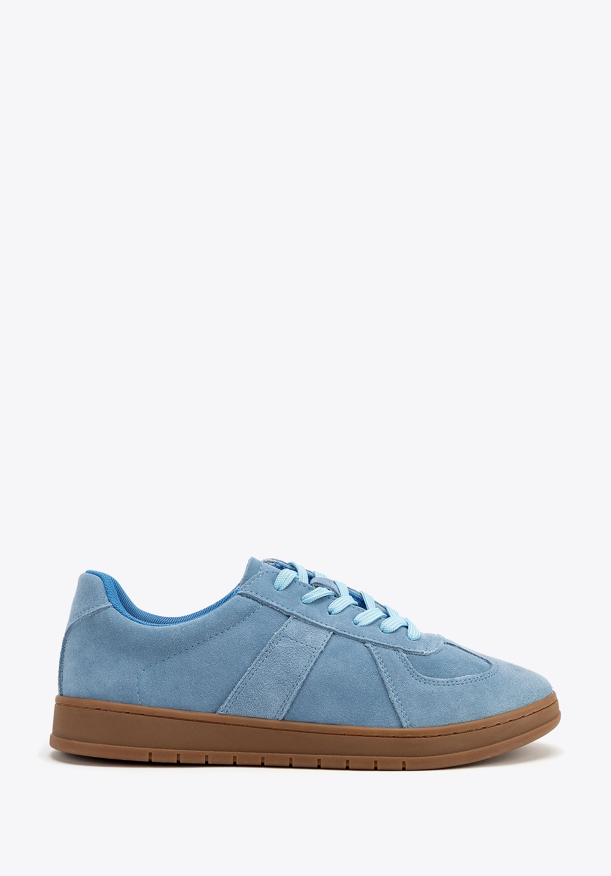 Sneakersy męskie ze skóry zamszowej niebieskie