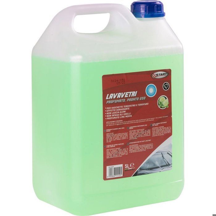 Limpiacristales START con aroma a lima y menta, 5 L, para depósitos de limpiaparabrisas y lavafaros, con efecto desengrasante.