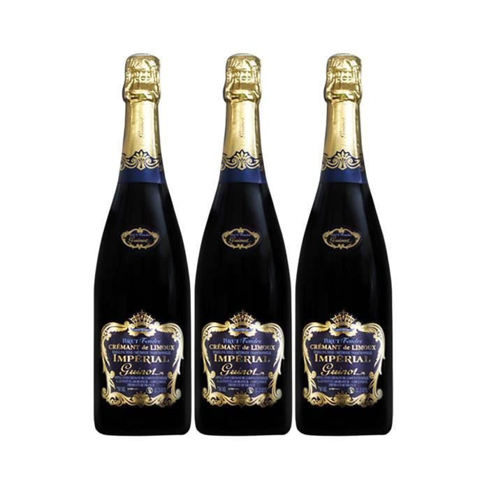 Crémant de Limoux Impérial Brut Tendre Blanc - 3 botellas de 75 cl - Maison Guinot - Vino blanco espumoso AOC de Languedoc-Rosellón