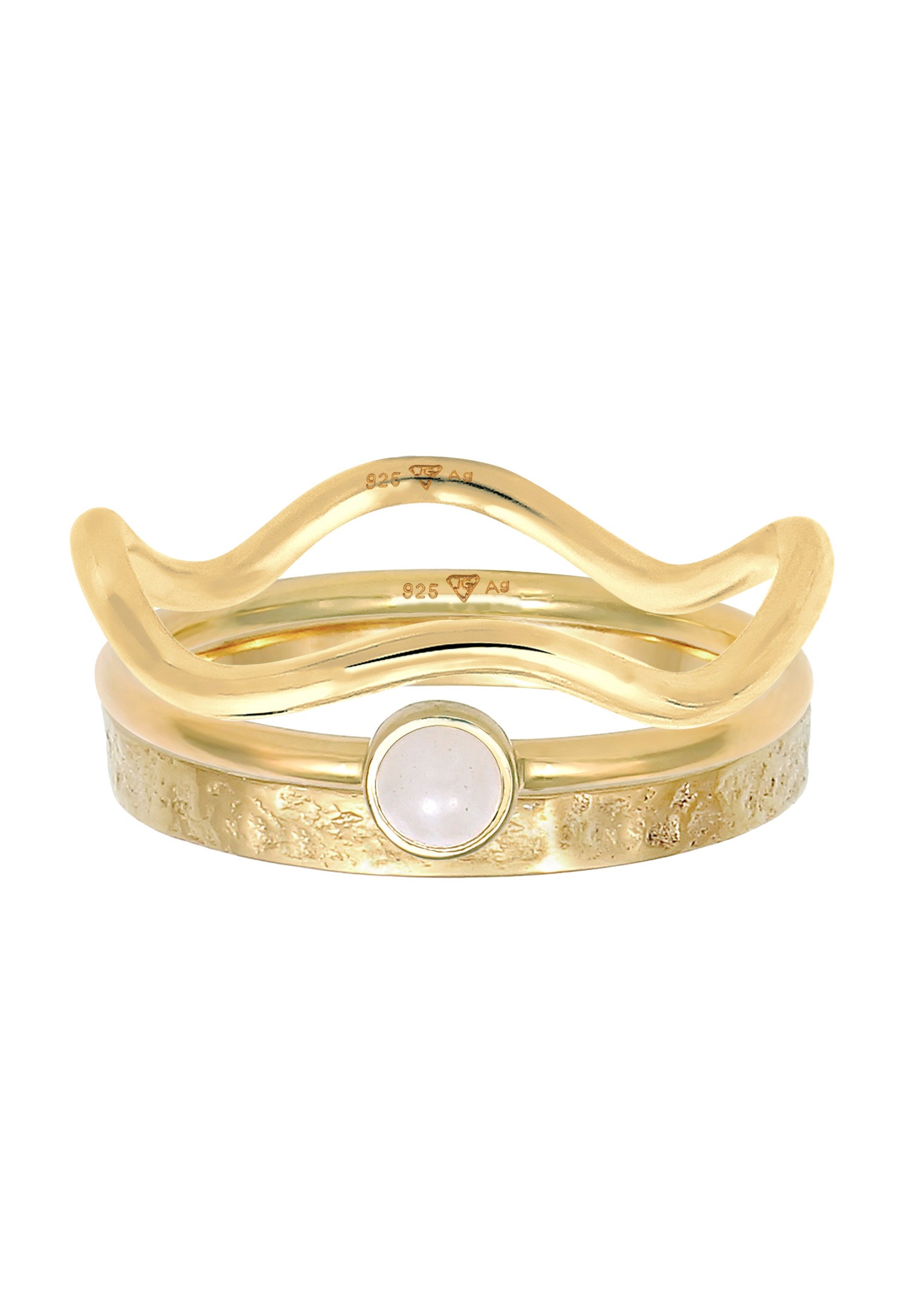 Elli PREMIUM Elli PREMIUM Bague Femmes Pile Solitaire Set avec Quartz Rose en argent sterling 925