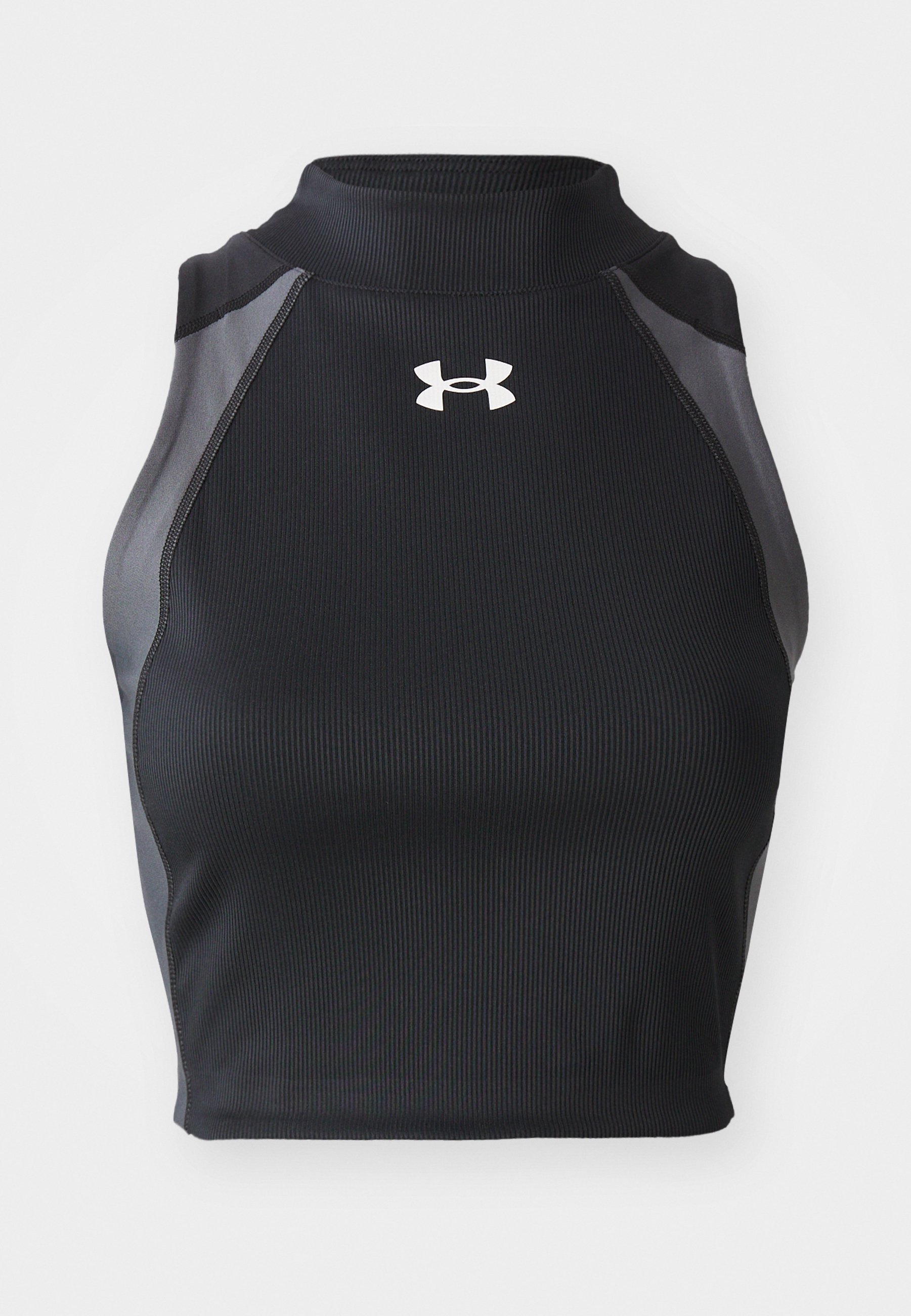Under Armour HEATGEAR RIB - Top - schwarz/castlerock/weiß