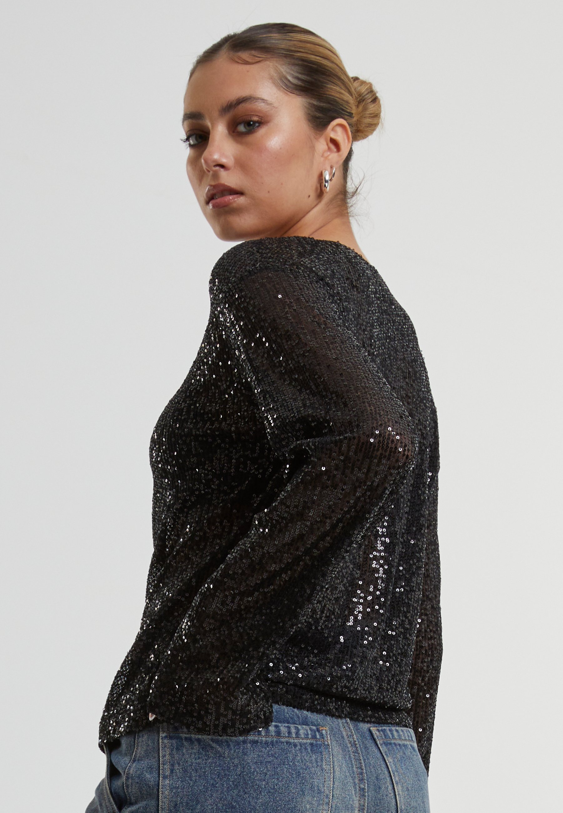 Blouse Urban Classics SEQUINS - noire