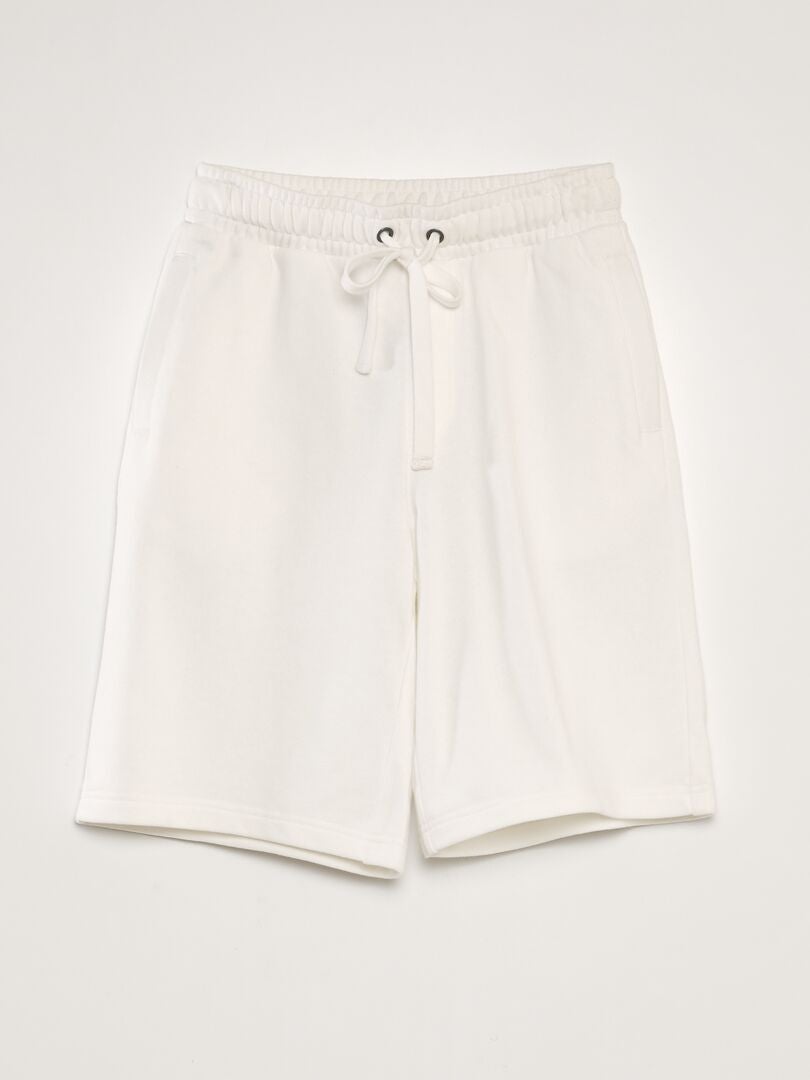 Lichtgewicht fleece shorts in effen kleur - WIT