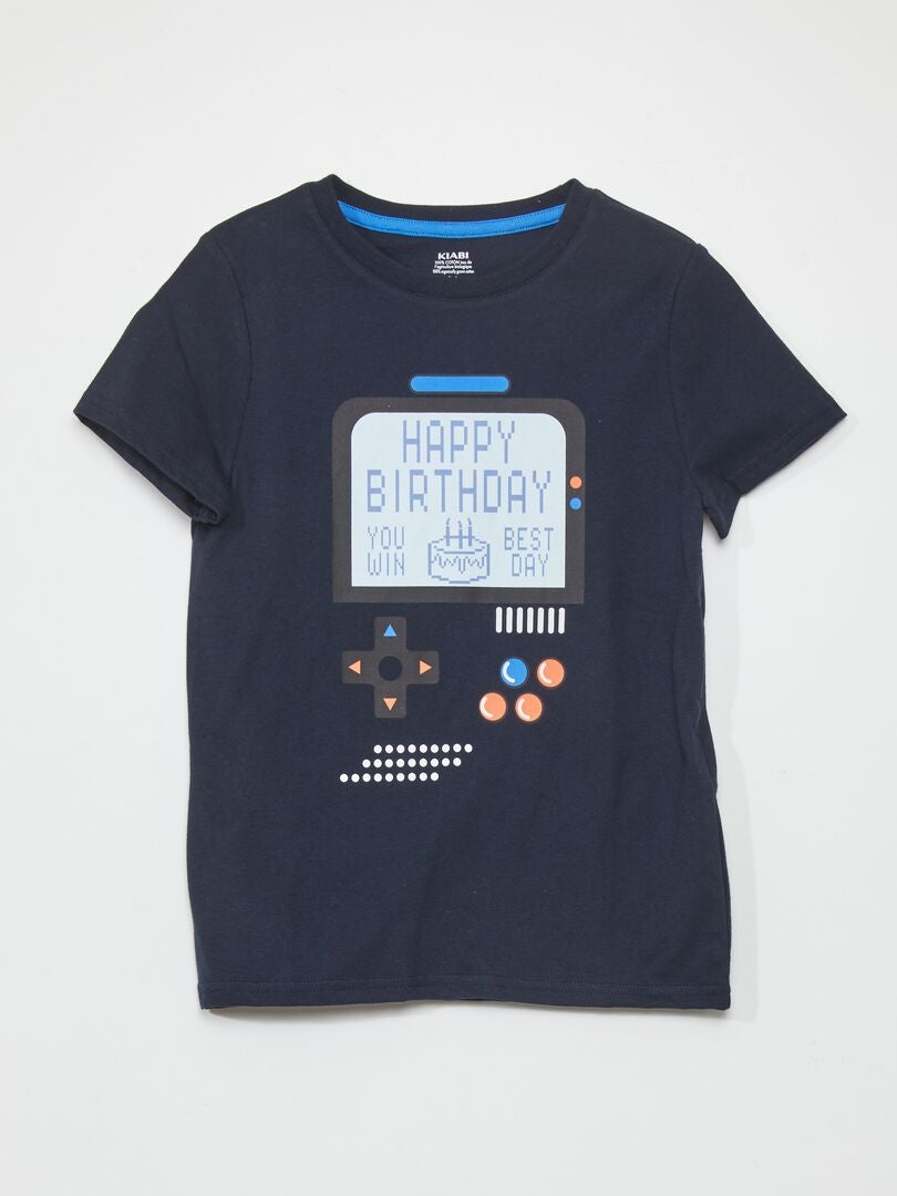 Camiseta de manga curta 'aniversário' - AZUL