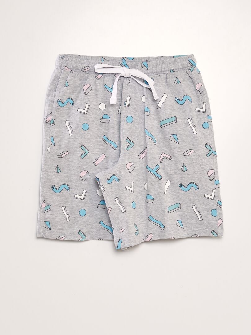 Conjunto de pijama com camiseta e shorts - 2 peças - CINZA
