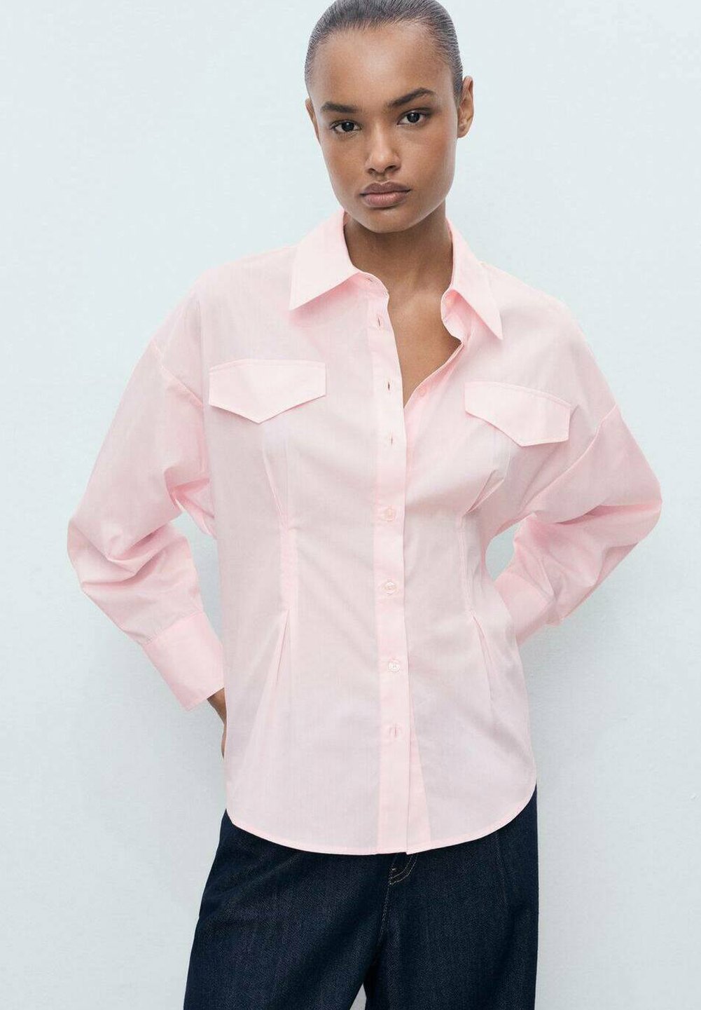 Mango MET ZAKKEN - Blouse met knoopsluiting - roze