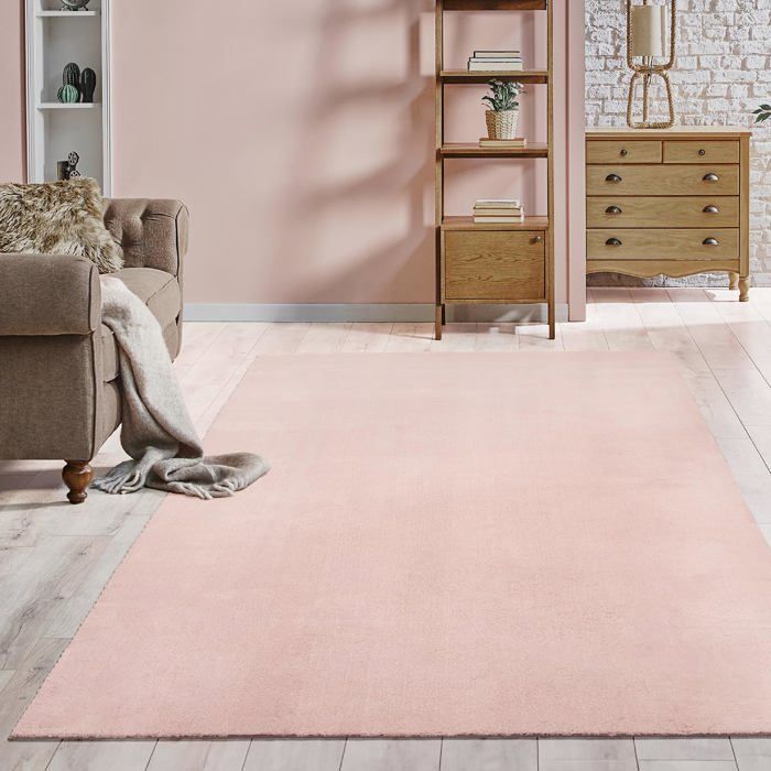 Alfombra para salón - THE CARPET - LOFT - Rosa - 200x280 cm - Lavable - Antideslizante