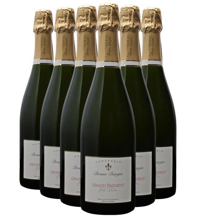 Crémant de Bourgogne Grand Éminent Brut Nature Blanc - Orgánico - Lote de 6x75cl - Bruno Dangin - Vino espumoso AOC Blanc de Bourgogne