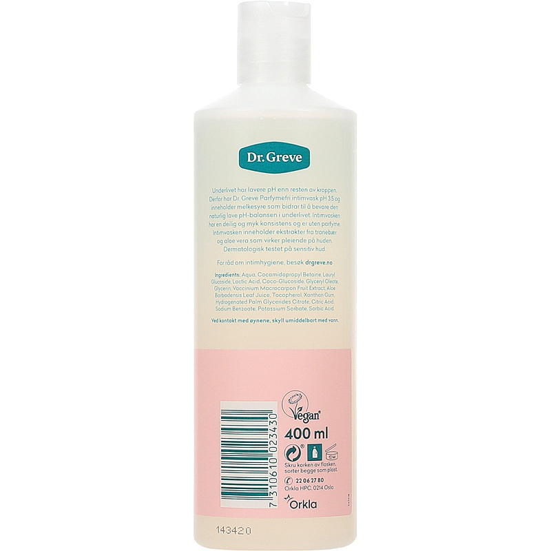 Dr Greve Intimvask 400 ml parfumefri, Dr Greve