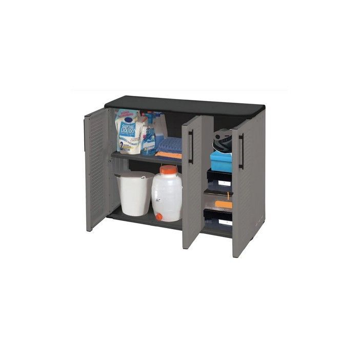 Armário de armazenamento - Art Plast - E101/B - 3 portas - Polipropileno - Resistente às intempéries