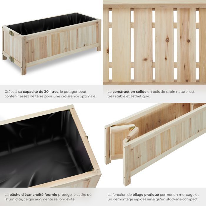 Raised garden bed - TECTAKE - BLOMSTER foldable raised planter with waterproof film and 30L capacity