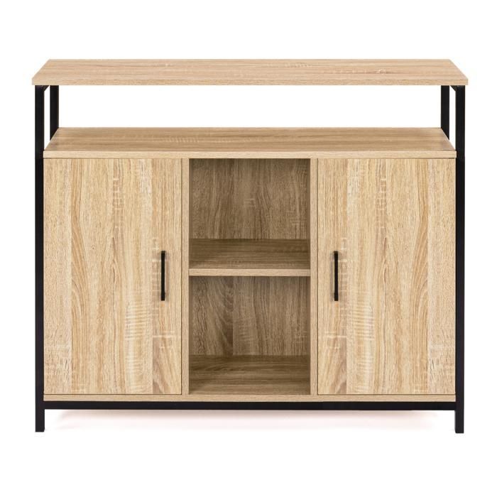 Credenza a 2 ante IDMARKET DETROIT da 100 cm con ripiani dal design industriale (codice componente 15343)