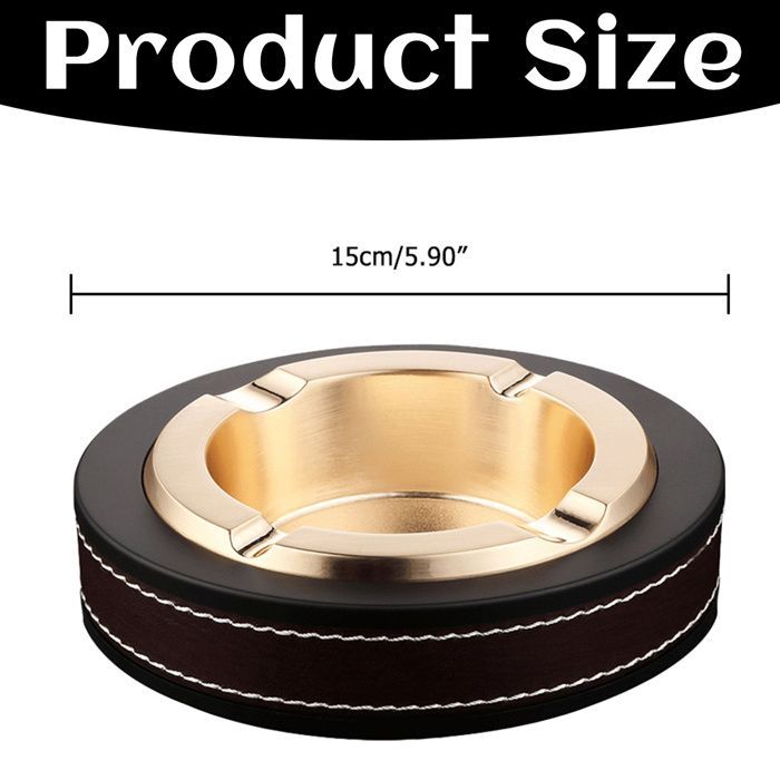 Cendrier de luxe pour cigares-PUCendrier en cuir et alliage de zinc-Accessoires pour smokers de bureau