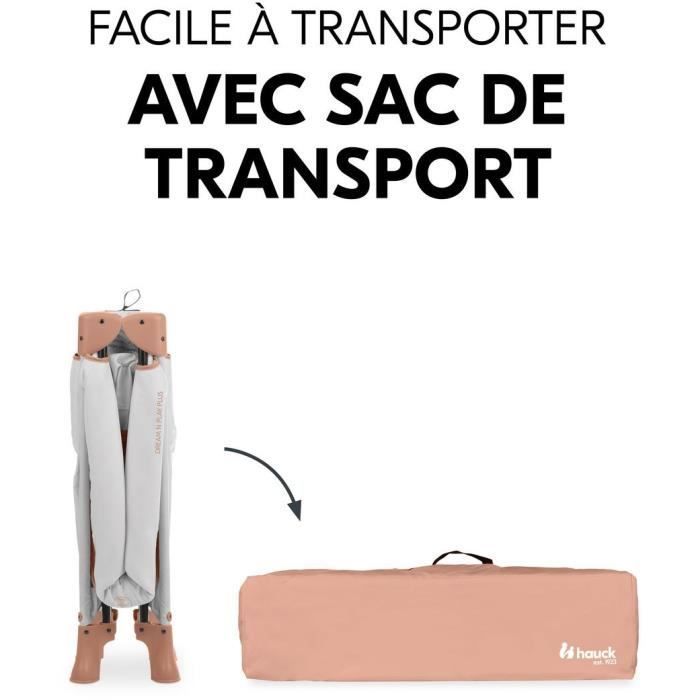 Lit de voyage - HAUCK - DREAM N PLAY PLUS - 60 x 120 cm - Dès la naissance - Pliable - Dusty Cork