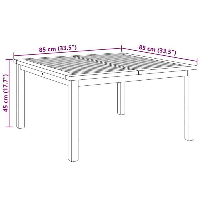 Mesa de centro de teca maciza - vidaXL - 85x85x45 cm - Marrón - Diseño moderno - Para jardín y patio - Teca maciza