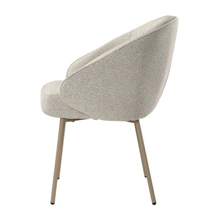 CALICOSY - Lot de 2 Chaises en tissu et pieds en métal beige H81 cm - PIA - Beige