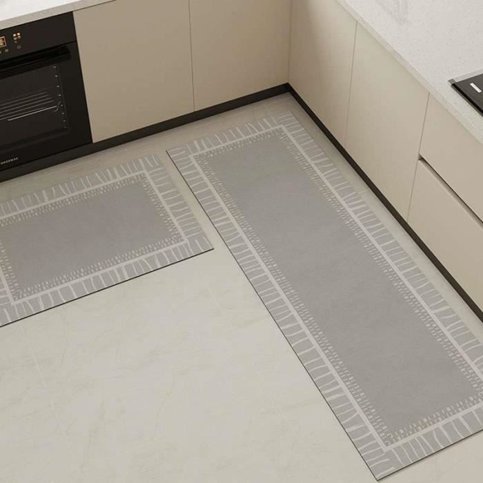 Tapis de sol - Antidérapant - Gris - 45x120 cm - Cuir technique - Absorbant eau et huile