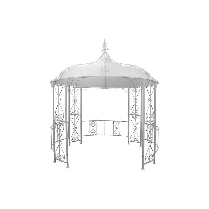 Gazebo da giardino in metallo stile ferro battuto, diametro 300 x altezza 305 cm - Bianco - TILCARA