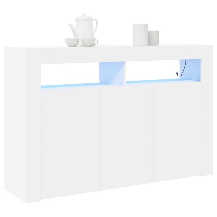 Modern dressoir - vidaXL - LED-verlichting - 3 deuren - 8 vakken - Wit hout