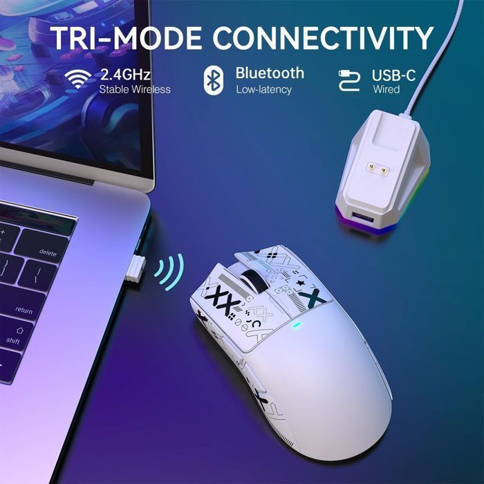 Mouse Gamer Sem Fio Attack Shark X11 com Pegas para PC/Mac, Branco