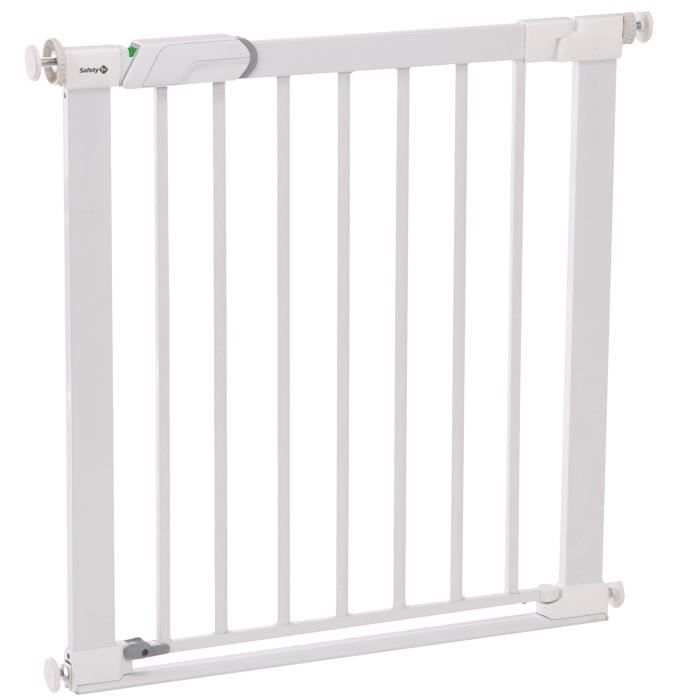 SAFETY 1ST Flat step safety gate with ultra-flat threshold bar, 73-80 cm wide, for children 6 to 24 months, white metal