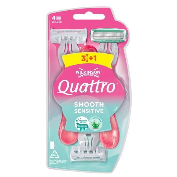 Wilkinson Sword Quattro Smooth Sensitive britvice za enkratno uporabo<br>4 kosi