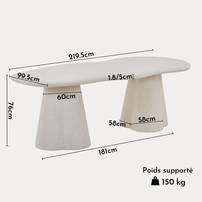 FARO XL - Mesa de comedor color cemento de 220 cm