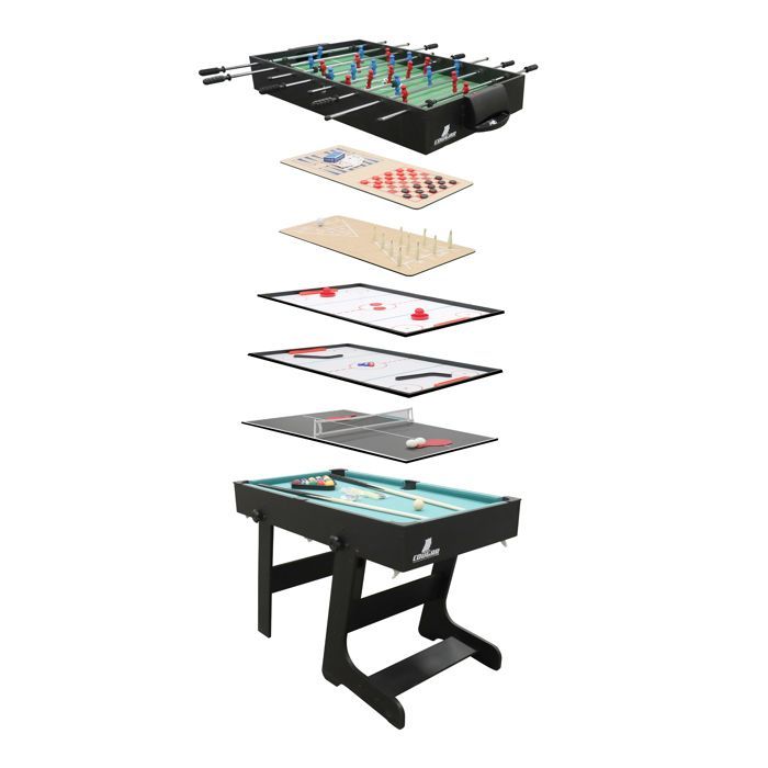Tavolo da gioco multifunzione 16 in 1 - COUGAR - Pieghevole - Design nero - Accessori inclusi - Per bambini dai 5 anni in su