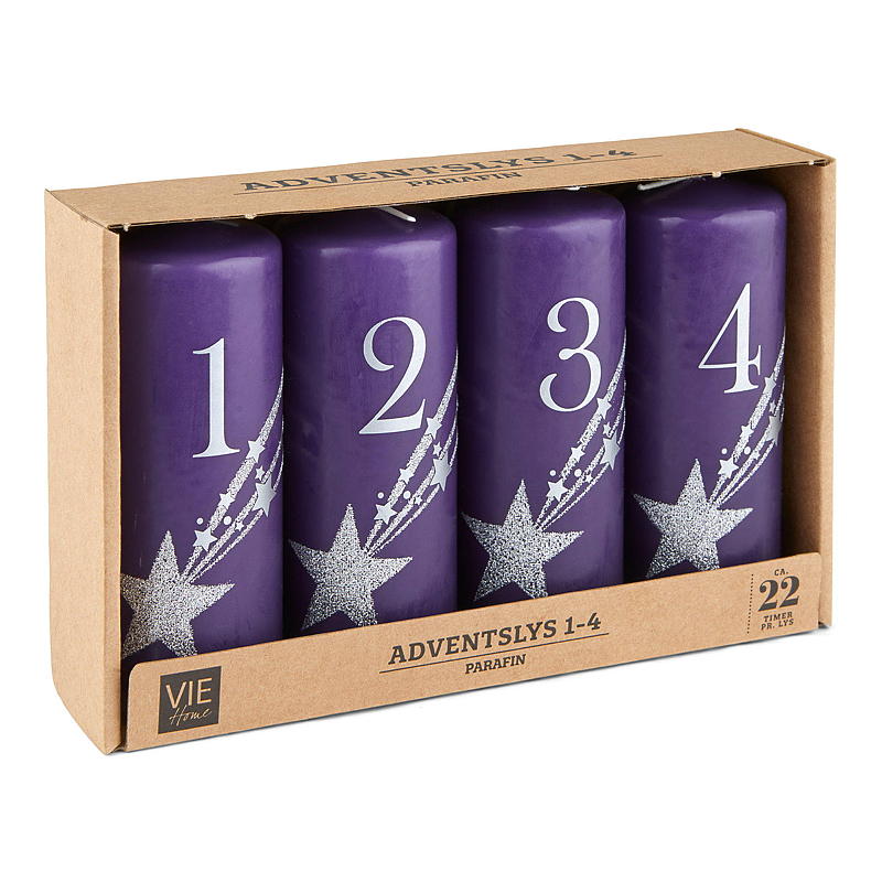 Vie Home adventsljus 4-pack 12 cm, 1-4, lila fotogen