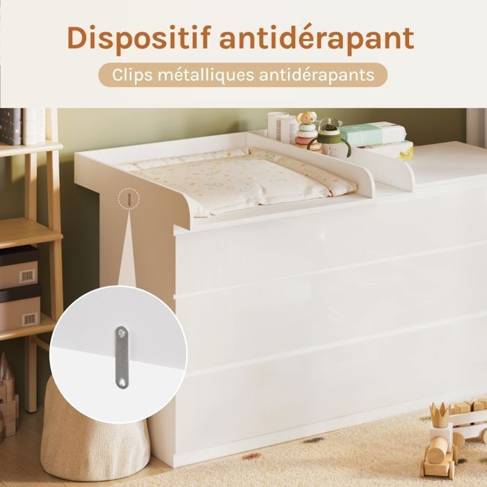 Cambiador para cómoda - Accesorios para cambiador WOLTU - 80x8,5x74,5cm - MDF - Blanco