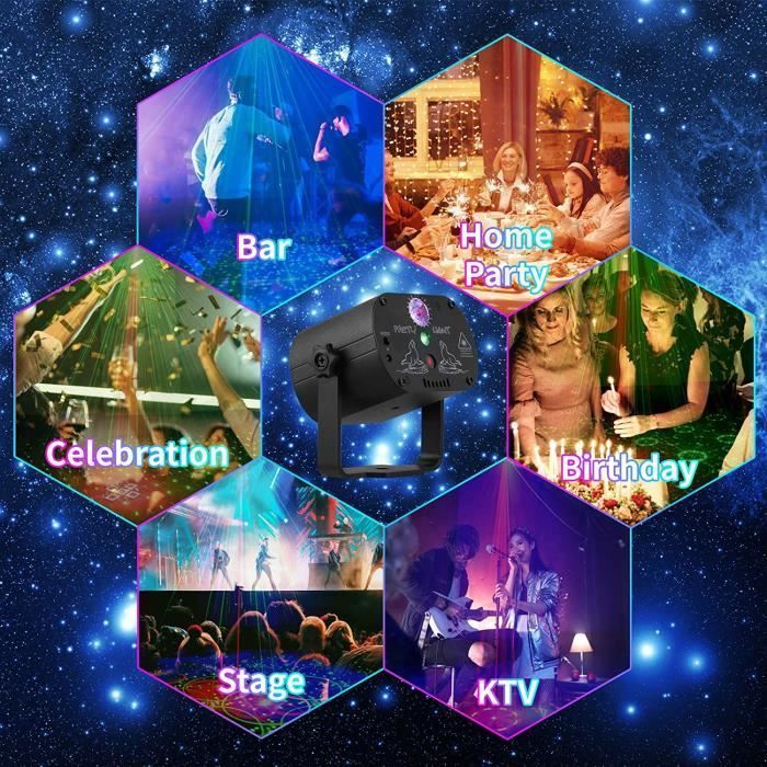 Laser DJ Lighting Stage Lamp Party Lighting Effect Projector R & G Remote Control for Dancing Thanksgiving Birthday KTV